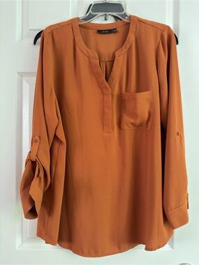 Apt. 9 Rust Orange Pullover Tunic with Chest Pocket